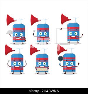 Cartoon character of blue air horn with various chef emoticons. Vector illustration Stock Vector