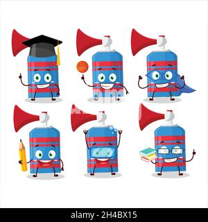 School student of blue air horn cartoon character with various expressions. Vector illustration Stock Vector