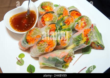 An hors d'oeuvre, appetizers are being passed at an event. Stock Photo