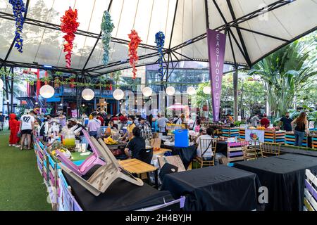 Oct 31, 2021 Sunday afternoon Eastwood shopping mall food court scene, Metro Manila, Philippines Stock Photo