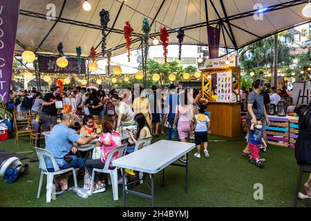 Oct 31, 2021 Sunday afternoon Eastwood shopping mall food court scene, Metro Manila, Philippines Stock Photo