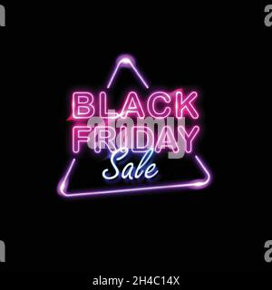 black friday concept with neon sign vector design illustration Stock Vector
