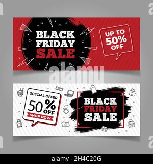 hand drawn black friday banners template vector design illustration Stock Vector