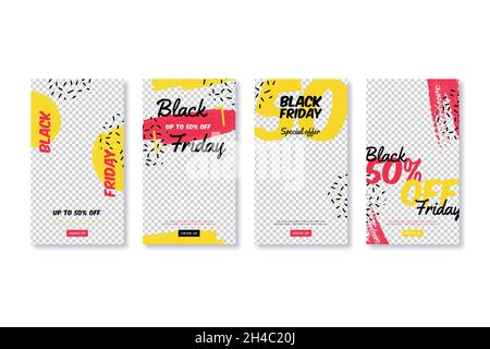 hand drawn black friday instagram post collection vector design ...