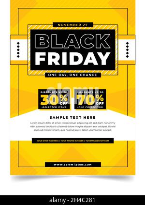 flat vector design illustration black friday flyer template Stock Vector