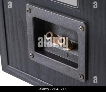 background of music column, electrical jack closeup Stock Photo