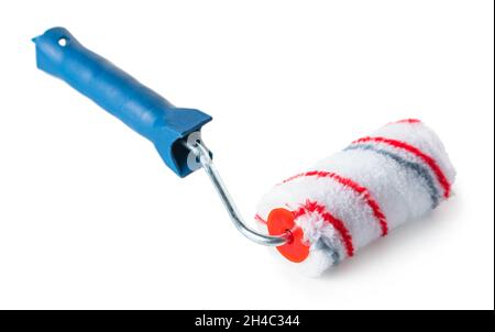 new paint roller on white isolated background Stock Photo