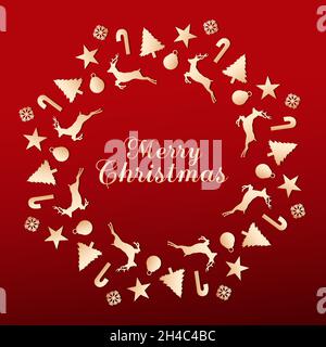 merry christmas background concept in line style design Stock Vector