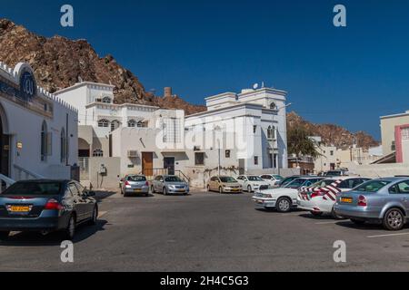 MUSCAT, OMAN - FEBRUARY 23, 2017: Parking lot in Muttrah neighborhood in Muscat, Oman Stock Photo