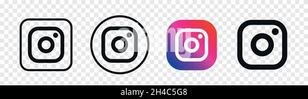 Instagram social media icons set isolated on transparent Stock Vector