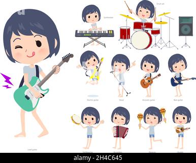 A set of unpaid avatar women playing rock 'n' roll and pop music.It's vector art so easy to edit. Stock Vector