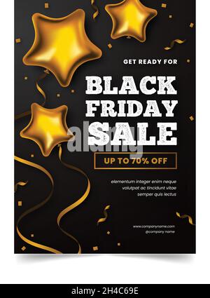 realistic black friday flyer template vector design illustration Stock Vector