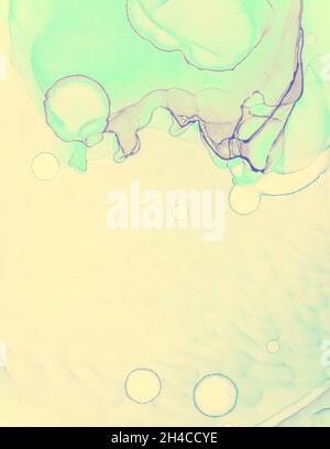 Wedding Card Design. Yellow Pastel Flow Water. Stock Photo