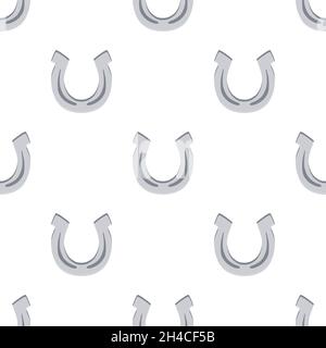 Illustration on theme Irish holiday St Patrick day, seamless horseshoes. Pattern St Patrick day consisting of identical horseshoes on white background Stock Vector
