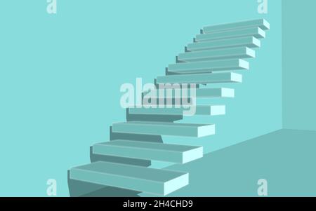 Stairs isolated on transparent background. Steps perspective. Stock Vector
