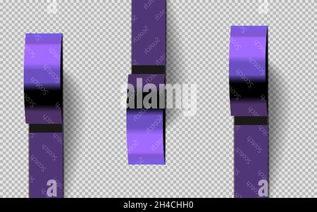 Realistic roll of violet scotch on a transparent background. Isolated vector 3D object. Stock Vector
