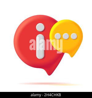 Important information 3d icon with message speach bubble, 3d graphic, red and yellow shapes Stock Vector