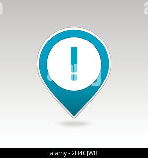 Warning attention sign. Exclamation mark pin map icon. Map pointer. Map markers. Vector illustration EPS10 Stock Vector