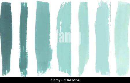 Watercolor Paintbrush Design. Blue Grunge Set. Vector Traced Stripes. Abstract Paintbrush Collection. Splash Elements. Stock Vector