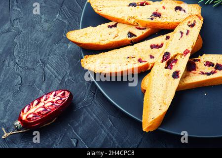 Biscotti popular italian dry biscuits. Cantuccini christmas food Stock Photo