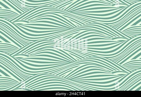 Abstract wavy green colors design of swirl endless pattern template. Overlapping for cover design background. illustration vector Stock Vector
