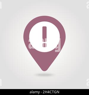 Warning attention sign. Exclamation mark pin map icon. Map pointer. Map markers. Vector illustration EPS10 Stock Vector