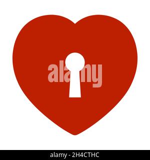 Heart with a keyhole is a symbol of finding a partner who will be able to find the key to the heart Stock Vector