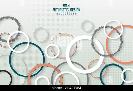 Abstract circle pattern of geometric decorative artwork design template. Overlapping with halftone design background. illustration vector Stock Vector