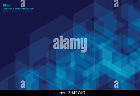Abstract blue hexagonal pattern geometric minimal design template. Overlapping for ad, cover design background. illustration vector Stock Vector