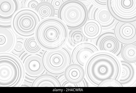 Abstract white and gray circles pattern design. Overlapping artwork template decorative background. illustration vector Stock Vector