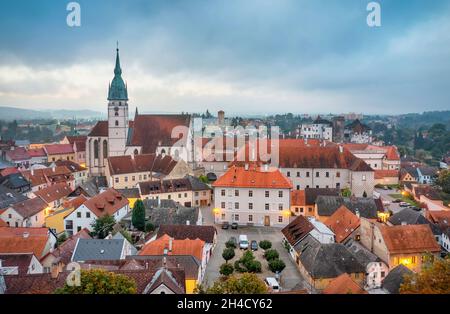 Aerial view of Old Town in Jindrichuv Hradec, South Bohemian Region, Czechia Stock Photo