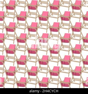Illustration on theme colorful modern child high chair for baby feeding. Drawing consisting of collection colored layouts child chair on high legs. Ki Stock Vector