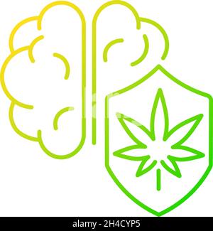 Marijuana brain protection gradient linear vector icon Stock Vector