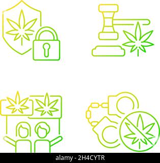 Legality of cannabis gradient linear vector icons set Stock Vector