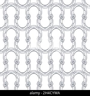 Illustration on theme Irish holiday St Patrick day, seamless horseshoes. Pattern St Patrick day consisting of identical horseshoes on white background Stock Vector