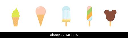 Ice cream icon set flat style Stock Vector