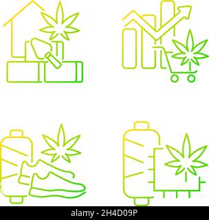 Cannabis products gradient linear vector icons set Stock Vector