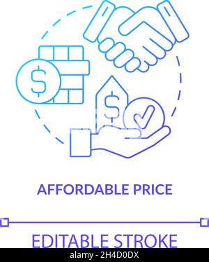 Affordable price blue gradient concept icon Stock Vector