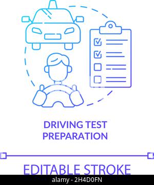 Driving test preparation blue gradient concept icon Stock Vector