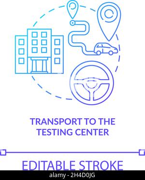 Transportation to testing center blue gradient concept icon Stock Vector