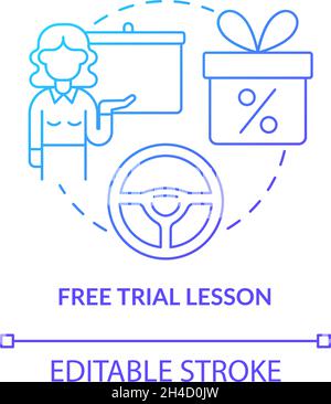 Free trial lesson blue gradient concept icon Stock Vector