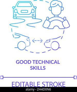 Good technical skills blue gradient concept icon Stock Vector