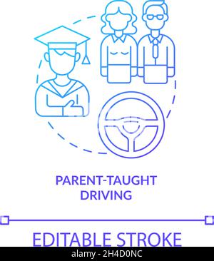 Parent taught driving blue gradient concept icon Stock Vector