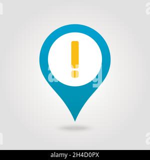 Warning attention sign. Exclamation mark pin map icon. Map pointer. Map markers. Vector illustration EPS10 Stock Vector