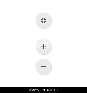 Zoom in, out and by page size icon buttons Stock Vector