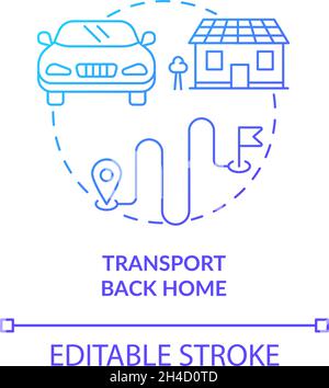 Transport back home blue gradient concept icon Stock Vector
