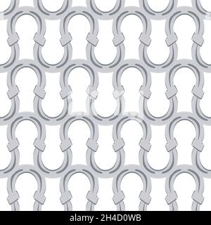 Illustration on theme Irish holiday St Patrick day, seamless horseshoes. Pattern St Patrick day consisting of identical horseshoes on white background Stock Vector