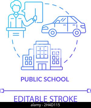 Public school blue gradient concept icon Stock Vector