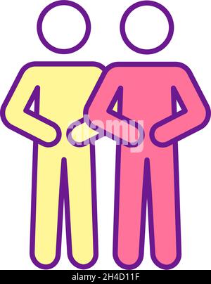 Two persons doing respiratory excercise RGB color icon Stock Vector