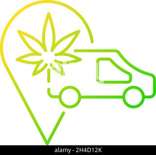 Cannabis transportation gradient linear vector icon Stock Vector